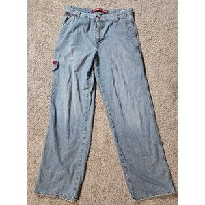 Y2K Tommy Jeans Tommy Hilfiger Cargo Denim Baggy Relaxed Light Wash 32x34